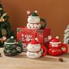 Christmas Ceramic Mug Cartoon Snowman Coffee Cup Large Capacity Gift Set Cute Holiday Water Cup for Girls Xmas Present