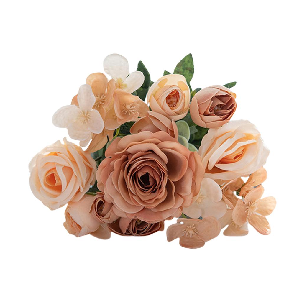 Элегантный букет из 7 головок реалистичных шелковых роз, искусственный цветок для свадьбы, украшения дома, реквизит для фотосъемки