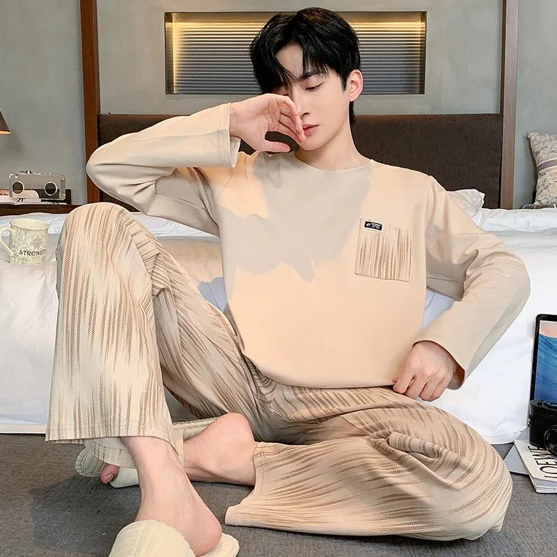 Men's Cotton Pajamas, Sleeping Top, Long Sleeve Soft Loose Pajamas, Casual Home Wear, Autumn Men's Pajamas