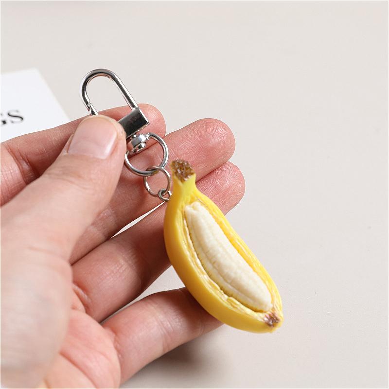 3PCS Creative 3D Simulation Half Peeled Banana Keychain, Cute Fruit Bag Charm Pendant