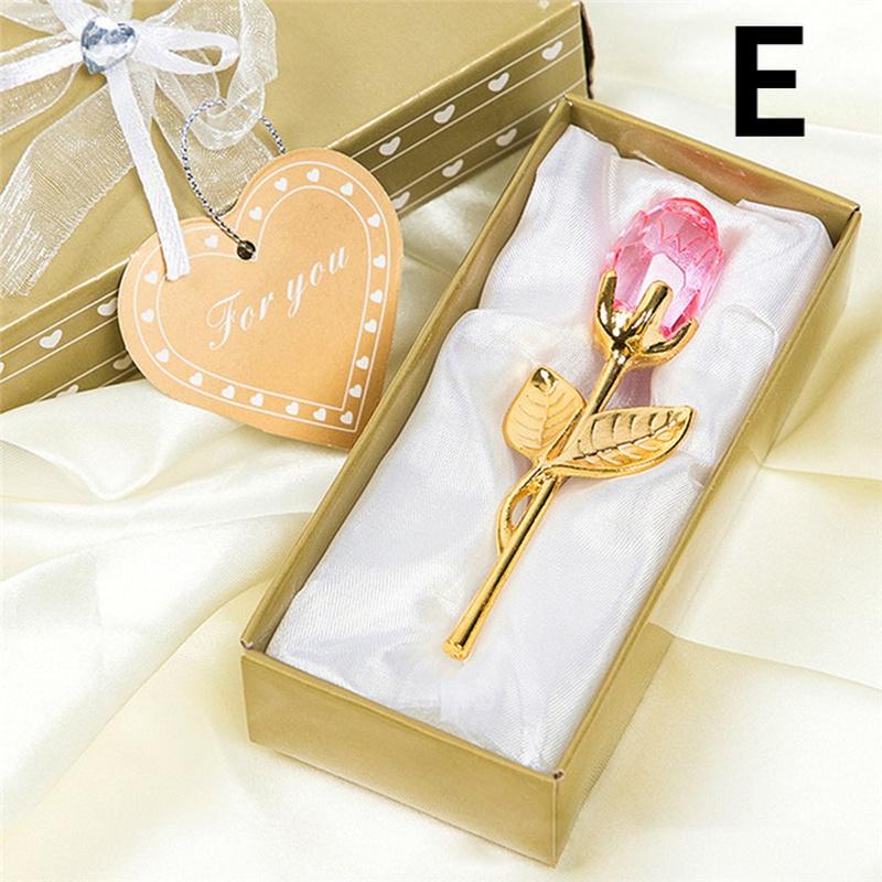 Crystal Glass Rose Flower Figurines Craft Valentine's Day Favors X'mas Lovers' Gift Souvenir Home Wedding Decoration Ornaments ARI