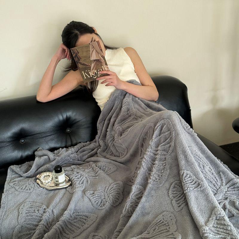 Home Textile Plush Blanket Thickened Jacquard Soft Coral Blankets Office Napping Air Conditioning Blanket Bedsheet Bed Quilt