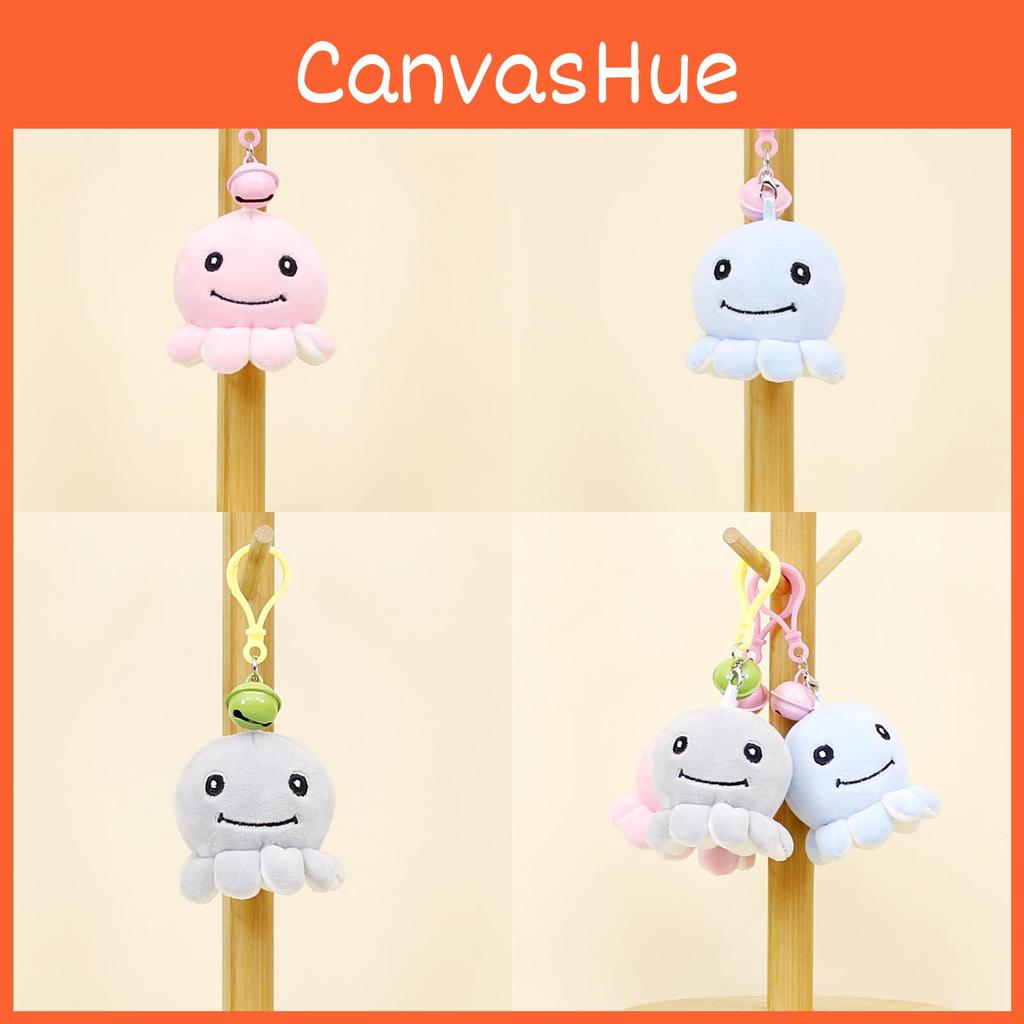 Милый плюшевый брелок в виде осьминога с колокольчиком, очаровательная мягкая набивная игрушка для сумок и рюкзаков