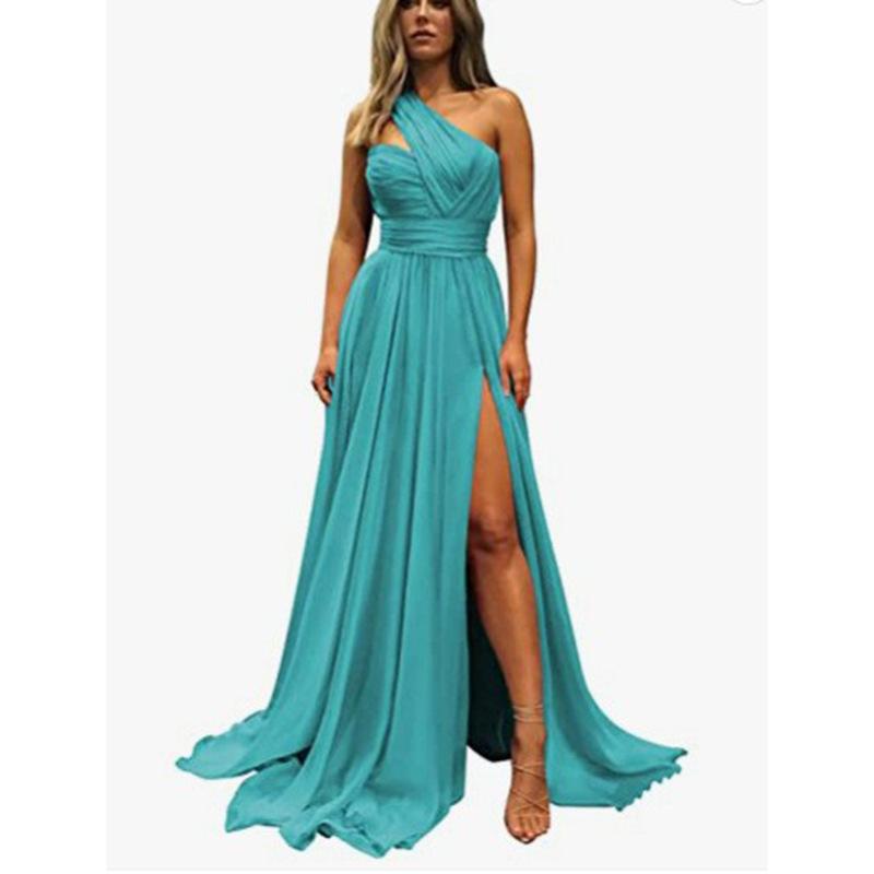 European and American new evening dresses, sexy fishtail hip-wrapped silk simple ball performance clothes, hosting dresses