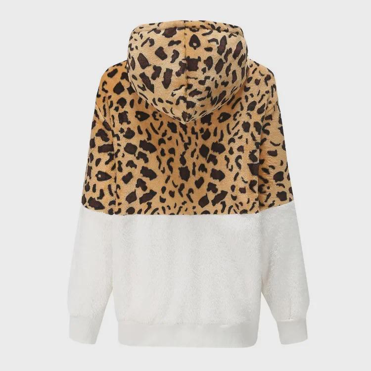 Женский пушистый свитер с капюшоном и леопардовым принтом - Коллекция зима 2021 г.