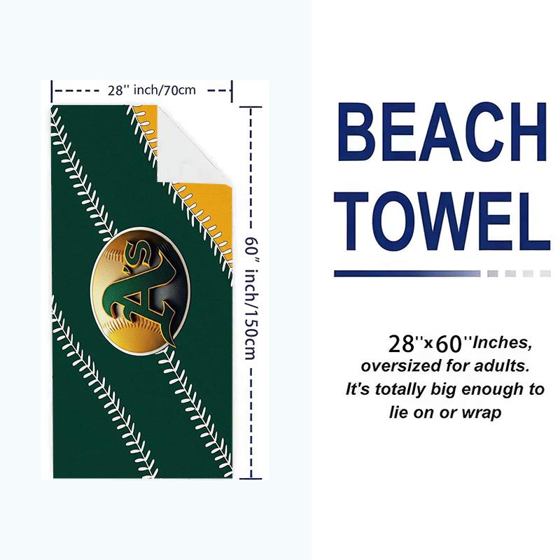 Oakland Athletics Print Beach Towel, Large Soft Quick Dry Towel for Beach Camping Swimming