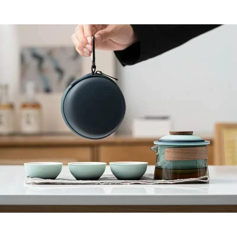 1 Bowl 3 Cup Zen Teapot And Tea Cup Set Kit Household Tea Making Travel Set Outdoor Portable Bag Chinese Tea Set Supplies