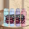 1PC Octopus Retro Boombox Music Pattern 750ml Color Plastic Sports Water Bottle Leakproof Flip Straw Lid Suitable for Sports Office Home Use