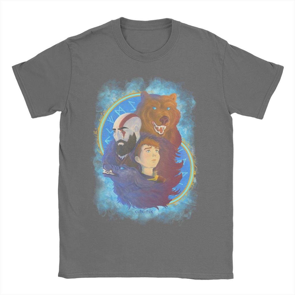 God of War Kratos Survive Game Unisex Women T Shirts Casual Tees Short Sleeve Round Neck TShirts Pure Cotton Plus Size Clothes