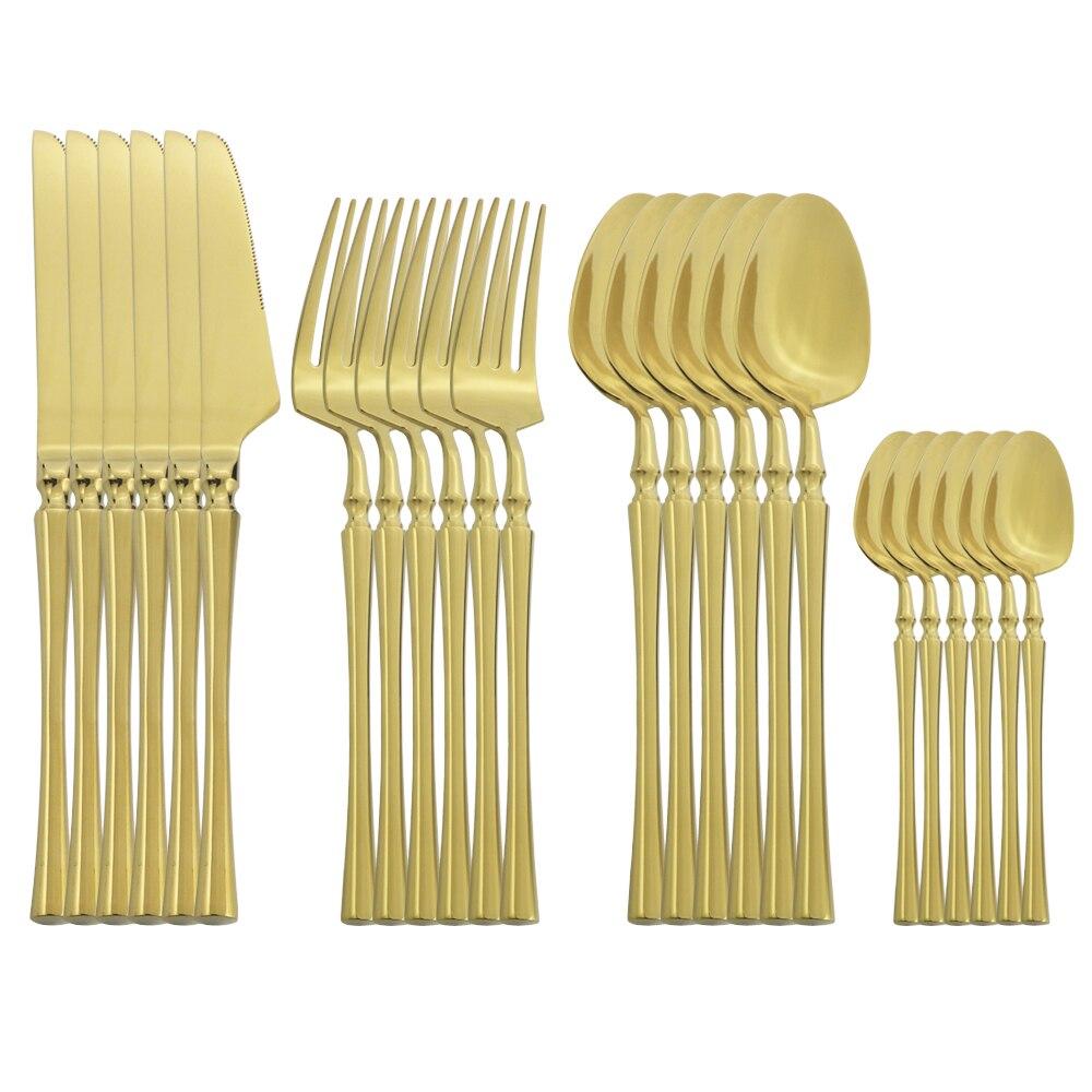 24Pcs/6set Purple Flatware Dinnerware Cutlery Set 18/10 Stainless Steel Dinner Forks Knives Spoons Set With Box Tableware Silverware Gift