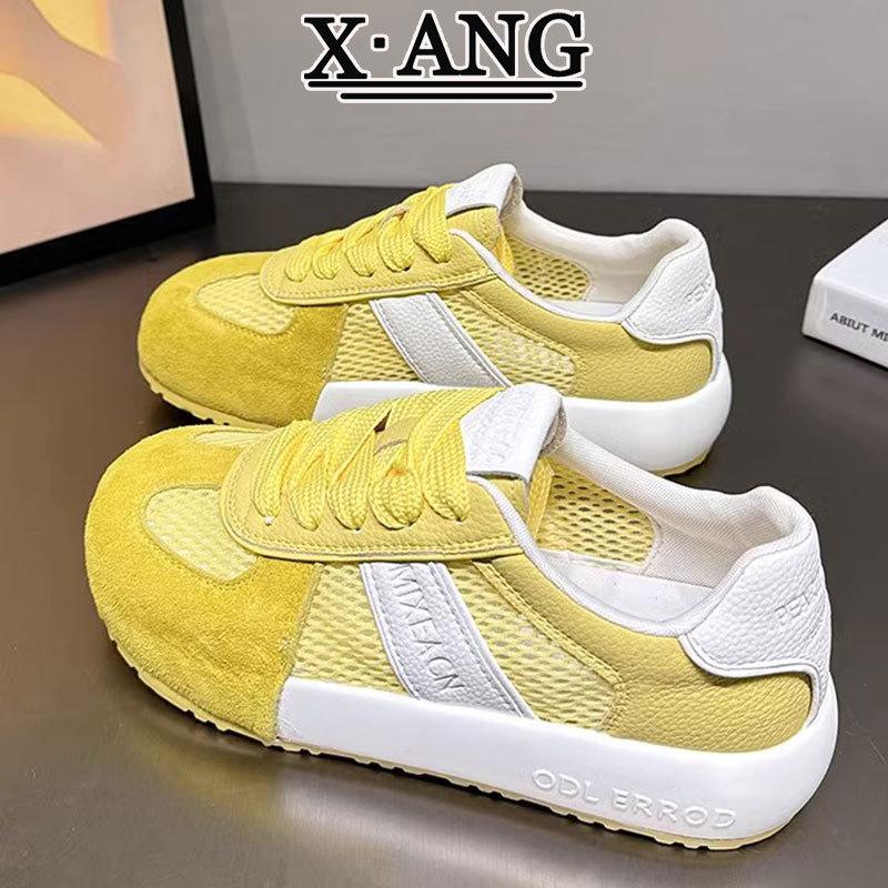 Summer Mesh Breathable Women's Shoes Leather German Training Shoes 2025 New Versatile Little White Shoes Casual Sports Shoes Forrest Gump Shoes