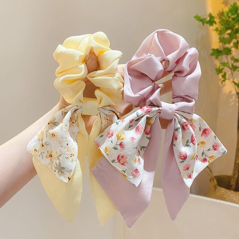 Broken Flower Bowknot Large Intestine Hair Ring Female Tie Hair Headstring Hair Band Small Scarf Ribbon Headwear