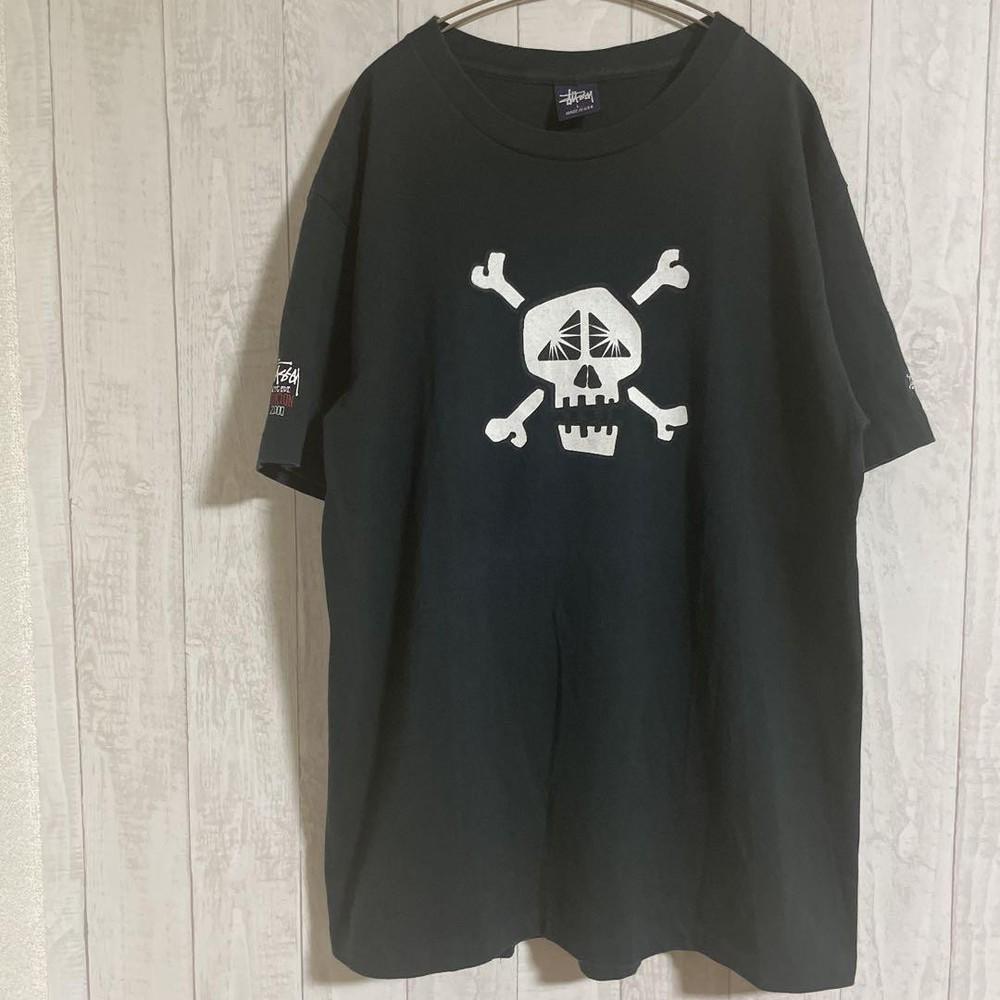 Футболка Stussy с принтом черепа, сделано в США, одинарный шов, размер L, унисекс