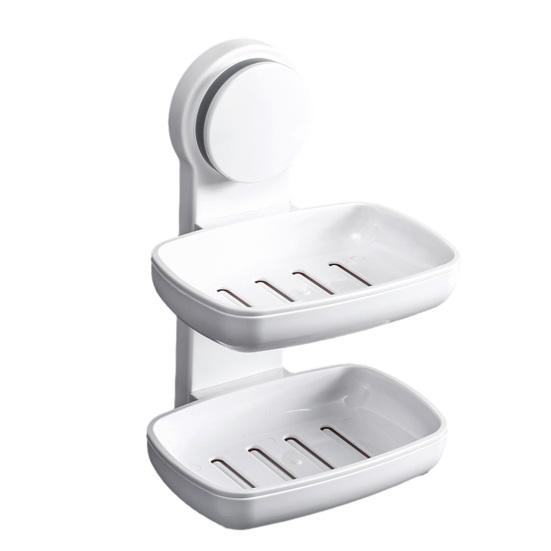 Настенная мыльница для душа на присоске, держатель для кускового мыла, самодренажируемый, съемный держатель для губки для ванной комнаты, ванны, кухонной раковины