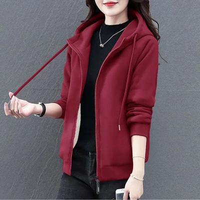 Женские осенние повседневные худи-пальто больших размеров однотонные приталенные куртки на флисовой подкладке