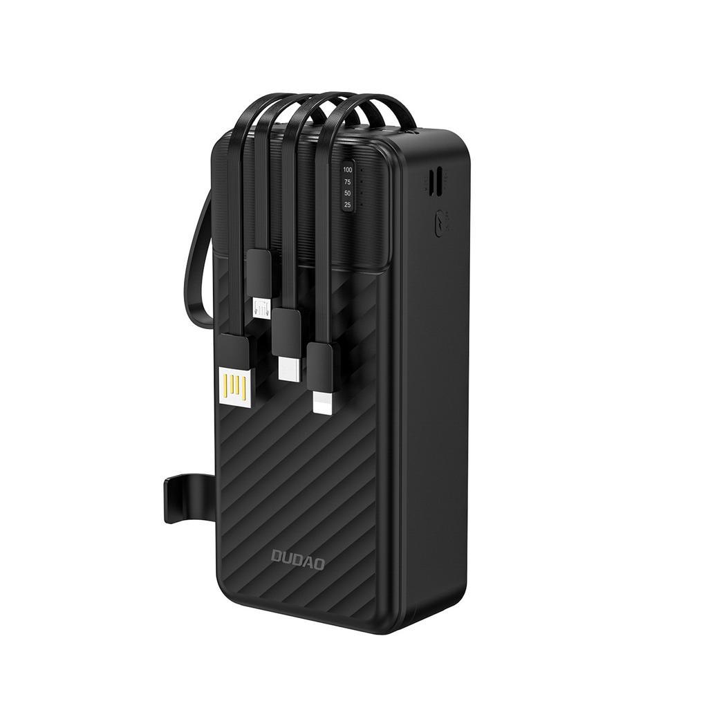 Powerbank K11 Max 30000mAh z wbudowanymi kablami - czarny