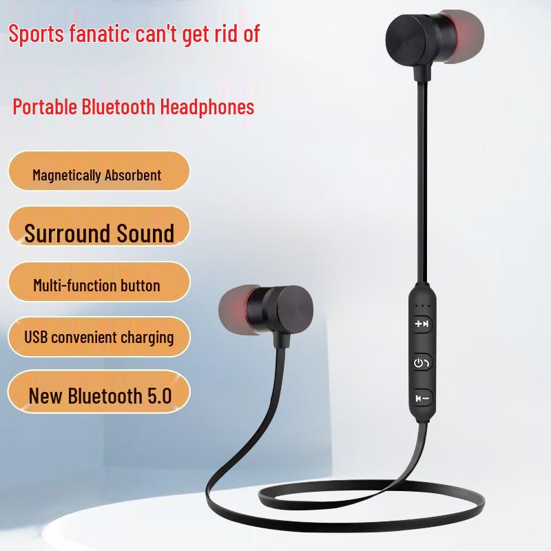 Binaural Bluetooth 5.0 Sports Earphones with Long Standby, Magnetic Absorption, and Noise Reduction - Model 002