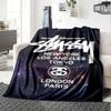 Dark Grey Camo City Text Signature Logo Flannel Blanket, Camouflage Street Style Soft Throw Blanket