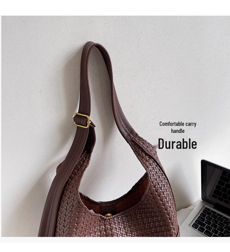 2025 Retro Solid Color Large Capacity Soft Leather Shoulder Bag