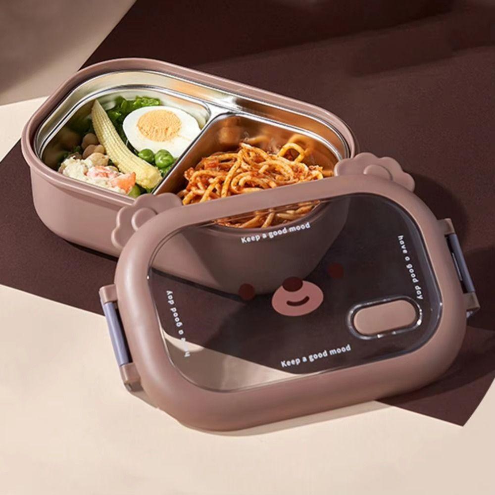 Ланч-бокс с микроволновой изоляцией, съемный ланч-бокс с 2 отделениями, контейнер для хранения еды, школа