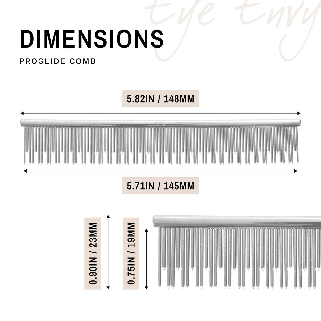 Eye Envy ProGlide Cat Comb for Long Haired Cats Comb Removes Undercoat and Excess Hair Removes Tangles and Knots Prevents Mat Fur Dual Tooth Comb