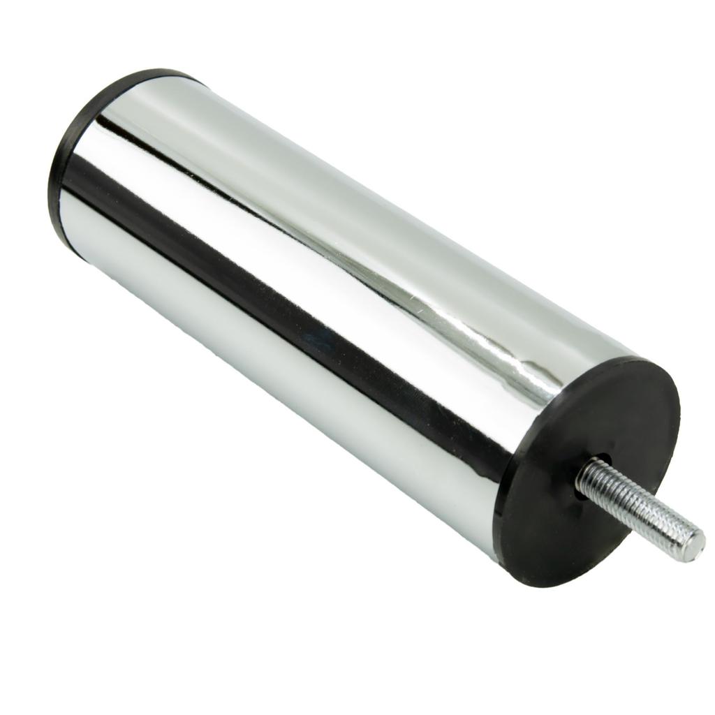 Straight furniture leg, silver chrome, height 15 cm