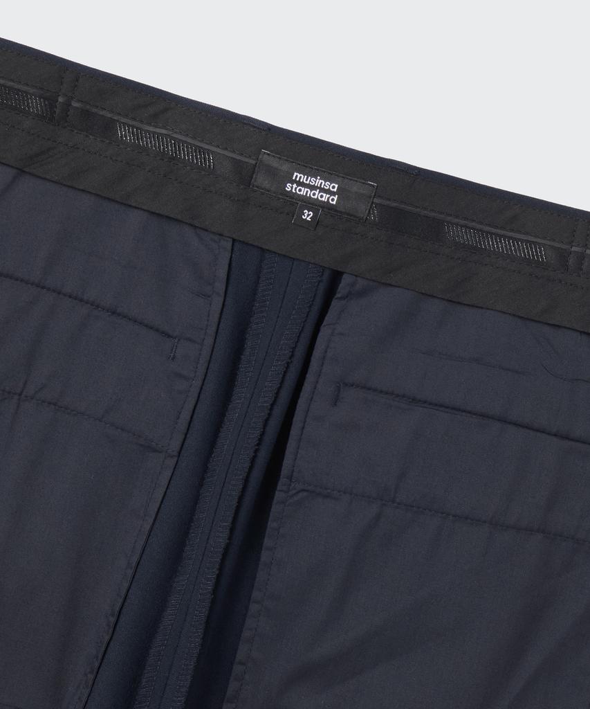 MUSINSA STANDARD One-Tuck Loose Tapered Hidden Banding Slacks [Navy]