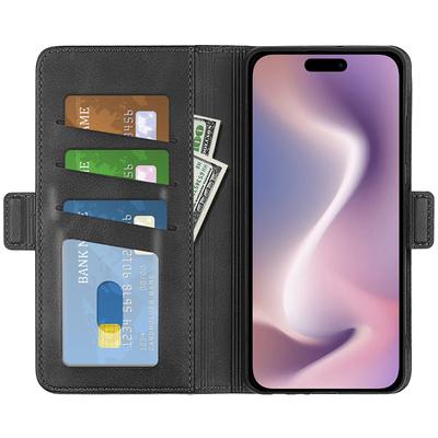 Для iPhone 16 Pro Чехол Кожаный Кошелек Фолио Книжка Защитная Накладка для Телефона