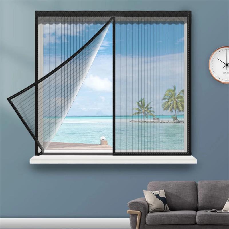 Летняя самоклеящаяся сетка для окон, защита от комаров, защита от летающих насекомых, невидимые сетчатые шторы, съемная магнитная сетка для окон