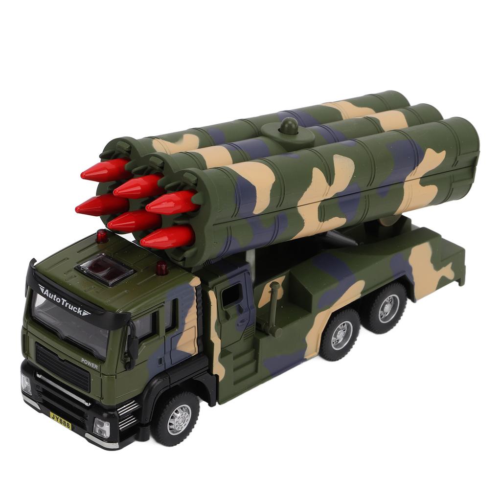 1/50 Военная ракетная модель автомобиля из сплава с инерционным двигателем, игрушечная ракета со звуком и светом для детей