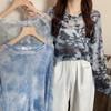 Summer Mesh Sunscreen Shirt Spicy Girl Top Design Feel Loose Tie-dyed Long-sleeved T-shirt Women's Fashion