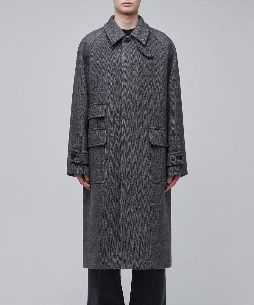 Musinsa Standard Manteco Herringbone Oversized Balmacaan Coat [Dark Grey]