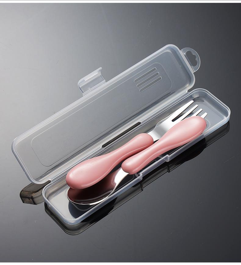 Детский портативный набор вилок и ложек из нержавеющей стали 304, столовые приборы для матери и ребенка, маленькая ручка в форме тыквы, короткая ручка из АБС-пластика