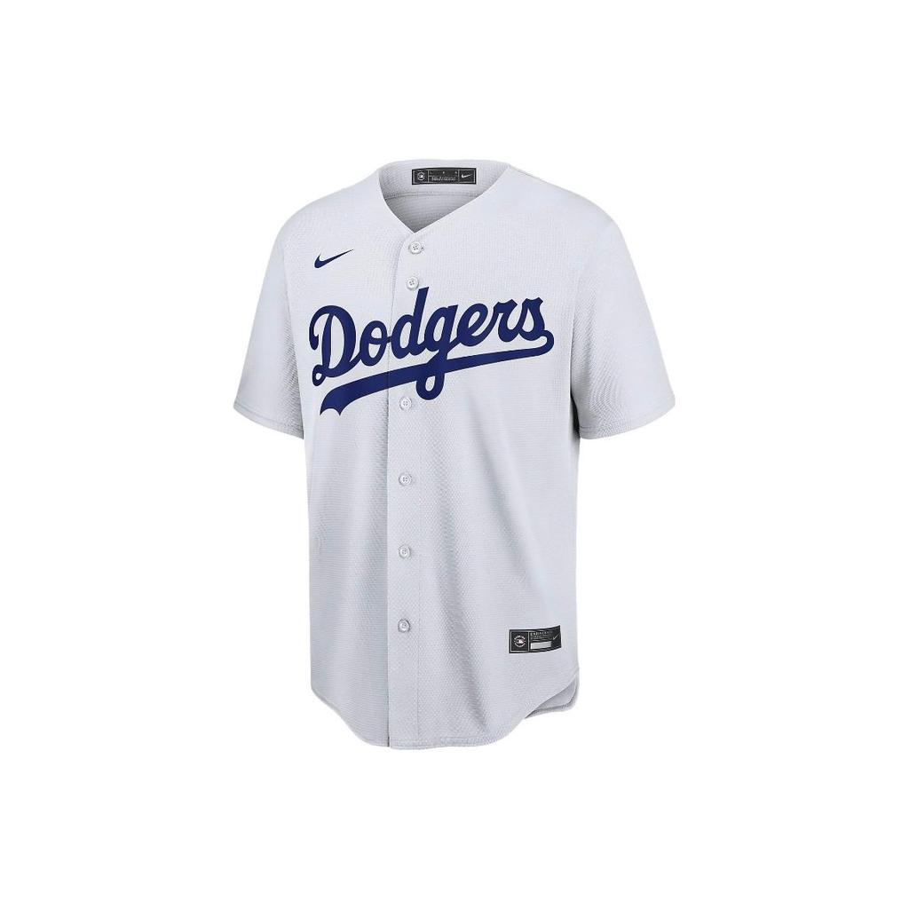 Nike Los Angeles Dodgers Replica Player Letter Print Side Split Design Baseball Short Sleeve T-Shirt Men Tops White WHLD7B35
