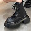 Shoes for Women 2024 Fashion Winter Mid-Calf Women Boots Solid Color Round Toe Lace Up Platform Mid Heel Water Proof Shoes Women