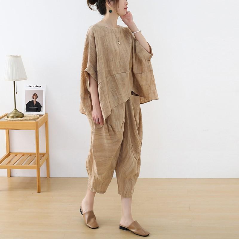 Johnature Woman Spring Loose Fashion Chinese Style Suit Personality Solid Color Niche Casual Suit