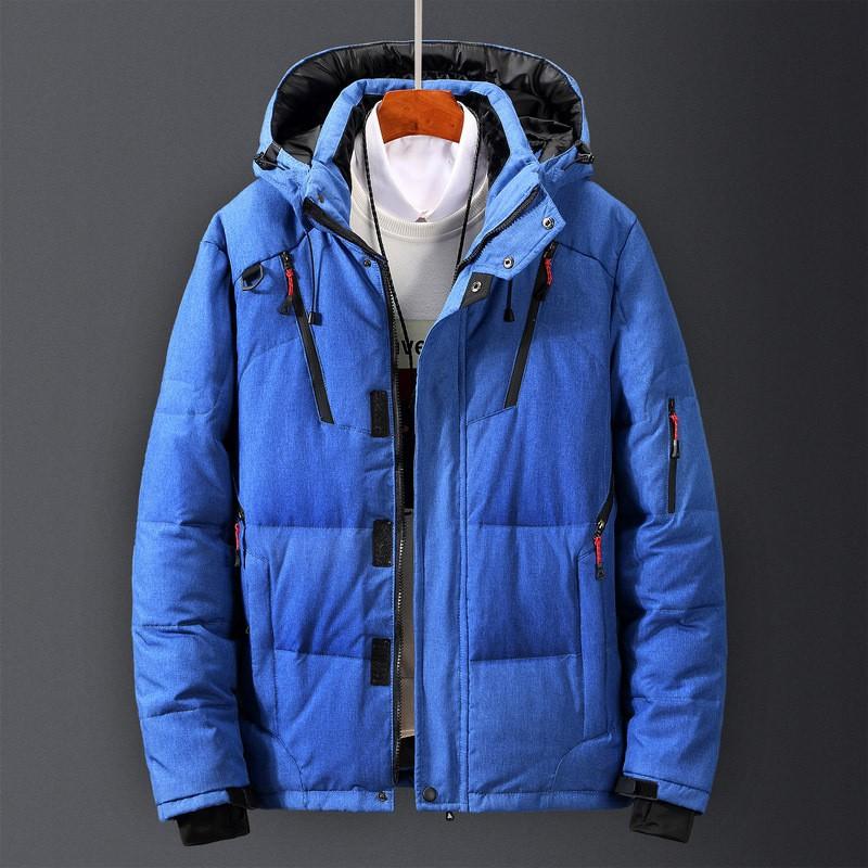 Mens Short Winter Down Jacket Outdoor Casual Multi-pocket Hooded Warm Coat EUR Sizes