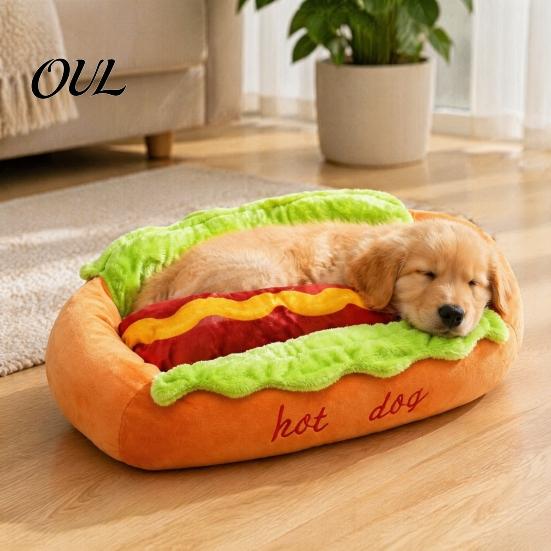 Durable Pet Furniture for Home Hot Dog Bed, Cute Cozy Snuggle Removable Washable Pad, Funny Small Animal Bed Birthday Gift Bun Plush Dogs Cats