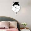 Cat Shaped Wall Clock Mute Creative Children Room Household Decor Modern for Office