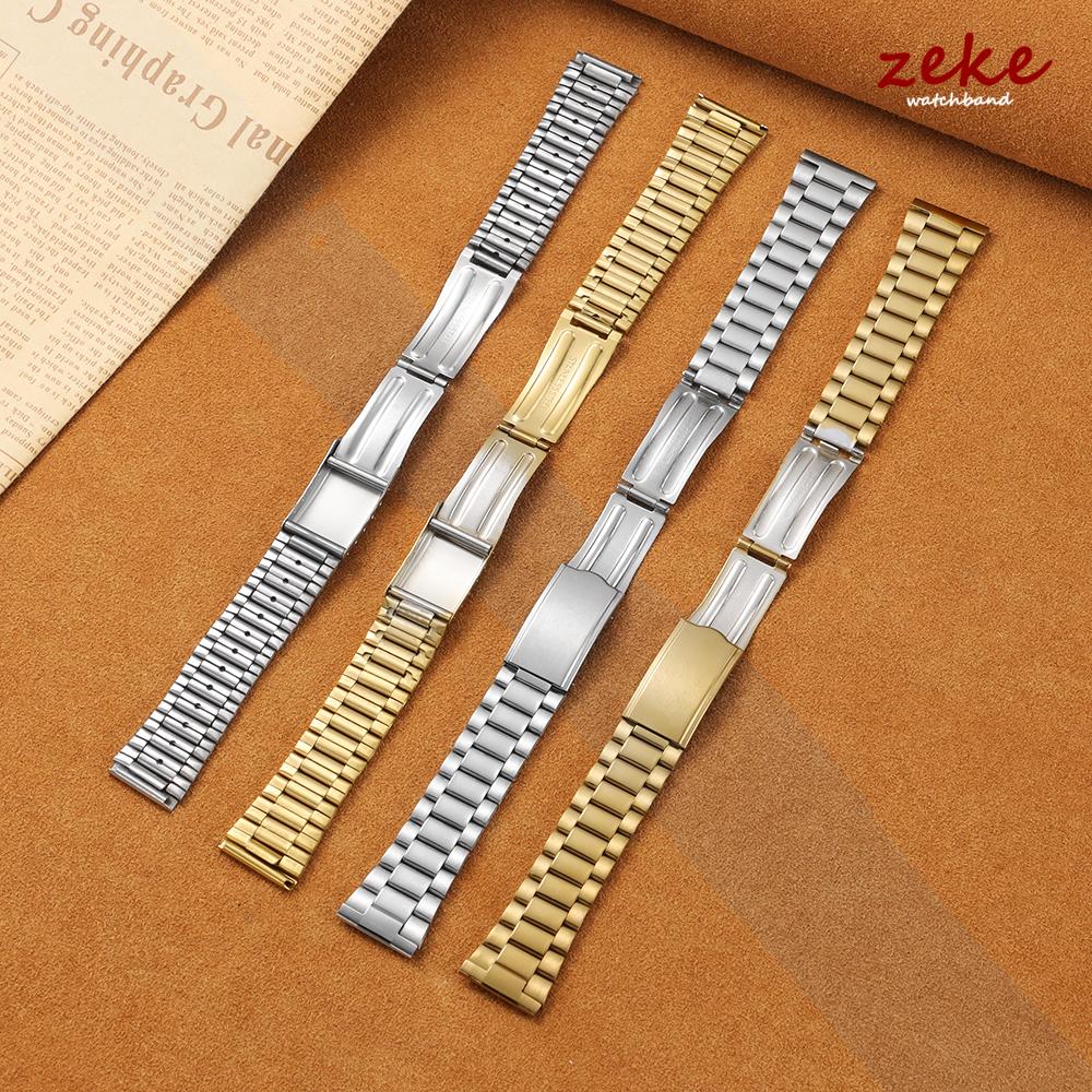 Silver Gold Stainless Steel Watch Band 12mm 14mm 18mm 20mm Metal Bracelet Folding Buckle Universal Watch Strap for Men and Women
