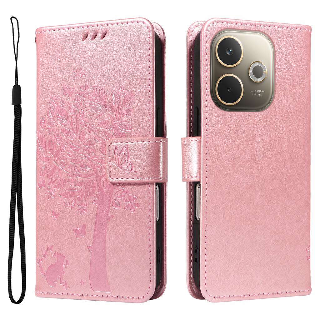 For Oppo A5 Energy 5G (China)/Oppo A5 Pro 4G (Global) Phone Case with Stand Cat Tree Pattern Leather Wallet Mobile Cover