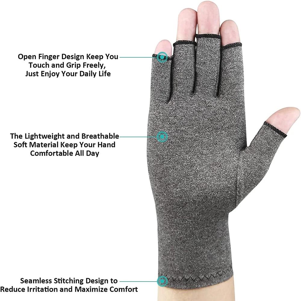 1 Pair Arthritis Compression Gloves Relieve Pain Fingerless Gloves For Women Men Typing Gloves Bulk