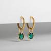 Multicolour Oval CZ Zircon Drop Earrings for Women Gold Plated Stainless Steel Hoop Huggie Earring Trendy Party Jewelry