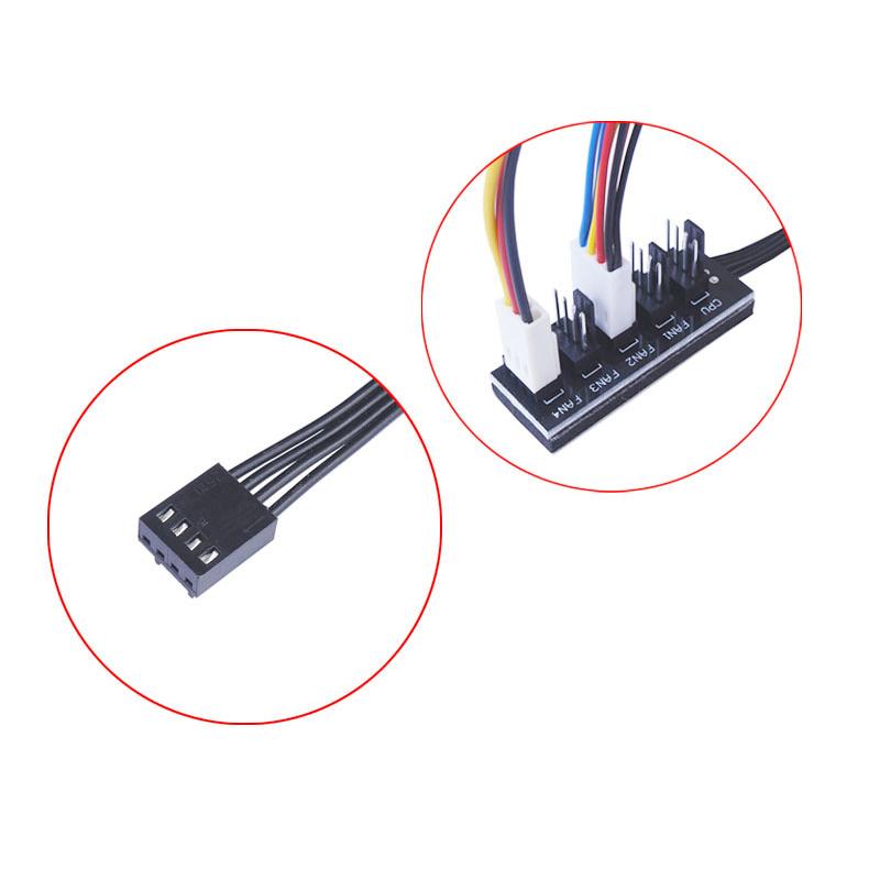 Fan HUB for PC Case 4Ports PWM CPU Cooling Fan Converter Power Cable Splitter Motherboard 4pin Controller Fan Extend Adapter