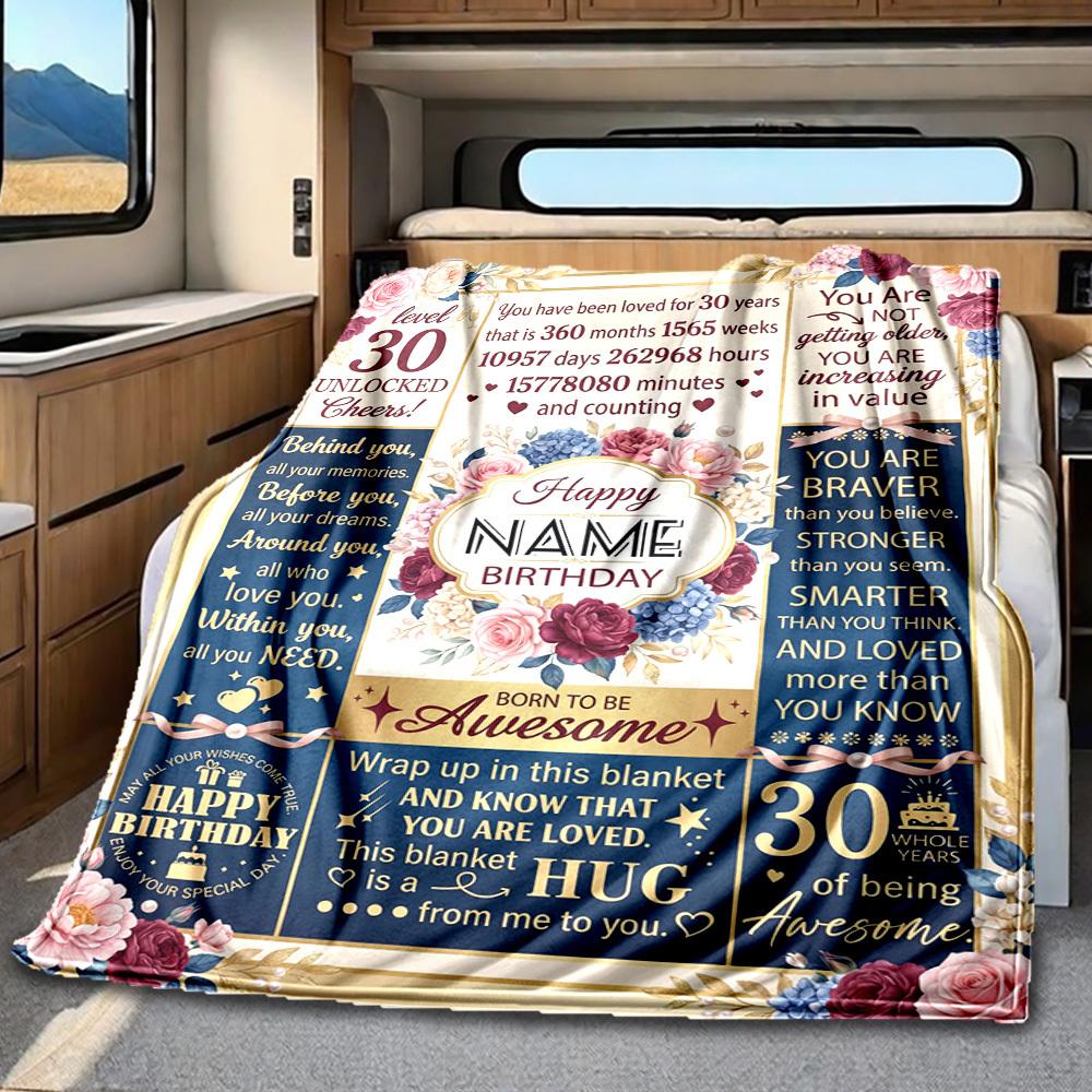 Birthday Celebration Blanket Personalized Name Soft Comfortable Stylish Blanket Car Blanket Perfect For Travel Camping Outdoor Home Suitable For All