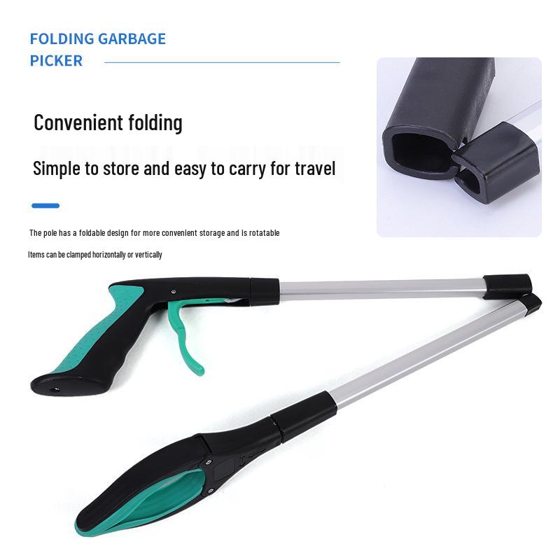 Durable Aluminum Folding Trash Picker with Magnetic Ring - Lightweight, Portable, Outdoor Hygiene Clip