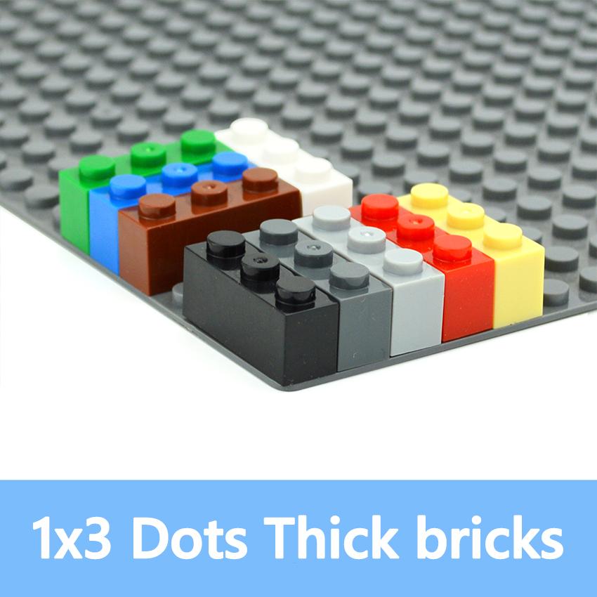50 шт. Толстые Фигурные Кирпичики 1x3 Точки DIY Строительные Блоки Образовательные Креативные Размер Совместим С 3622 Пластиковые Игрушки Для Детей