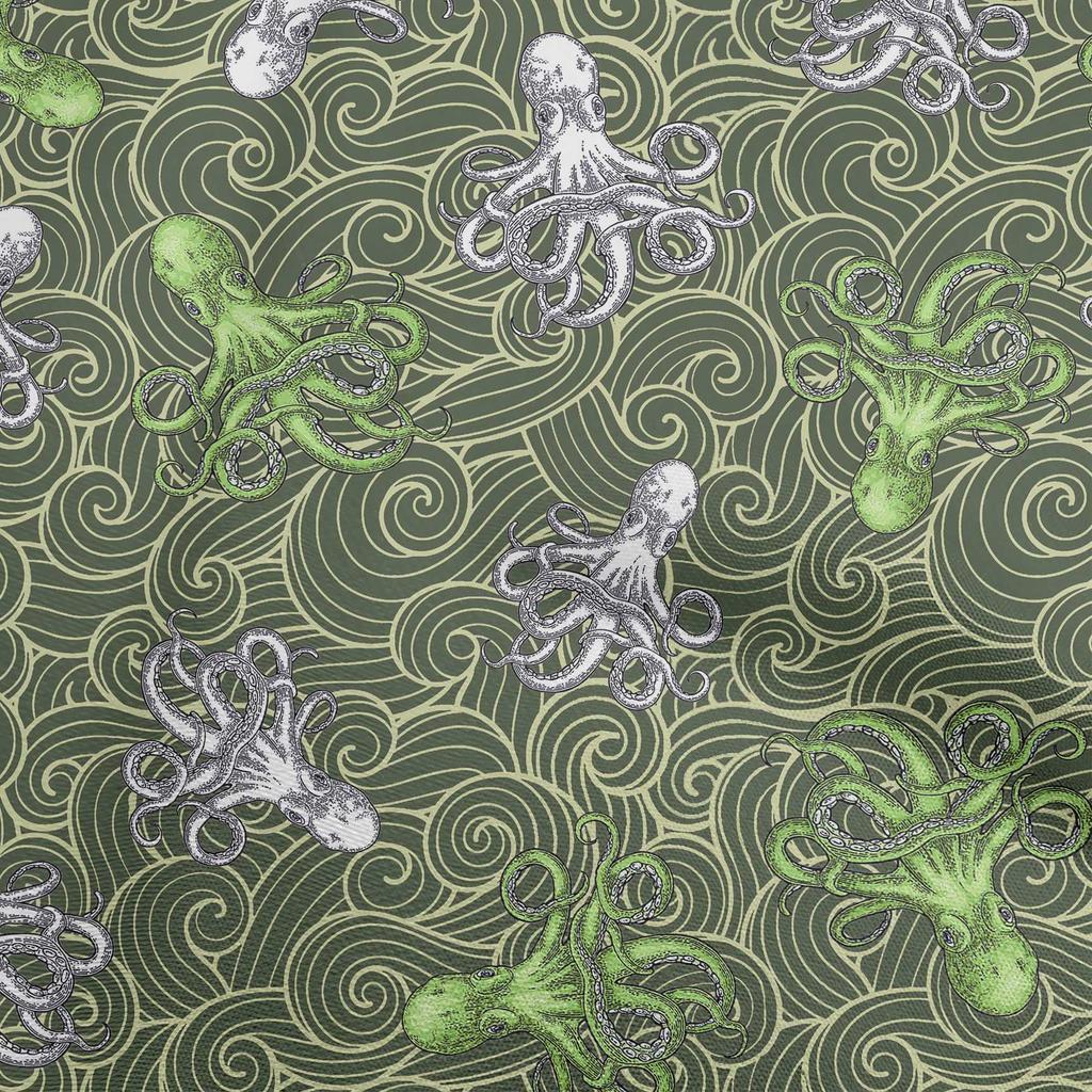 oneOone Ткань Cotton Flex Dark Teal Green, морская тема, проекты для декора, напечатанная по ярдам, 40 дюймов