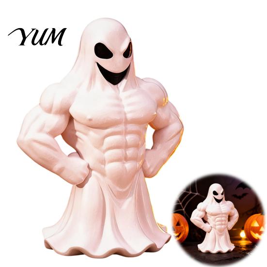 Personalized Room Ornament 3D Printed Buff Ghost Figurine, Funny Muscle Desktop Ornament, Spooky Halloween Decor, Novelty Home Tabletop Decoration