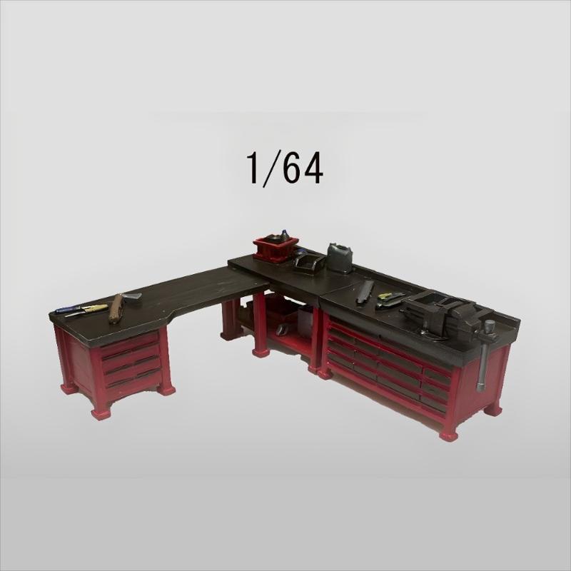 1/64 DIY Модель верстака для ремонта автомобилей Сцена гаража Мастерская Дисплейный реквизит Песочный стол Сценические украшения Коллекция Подарки